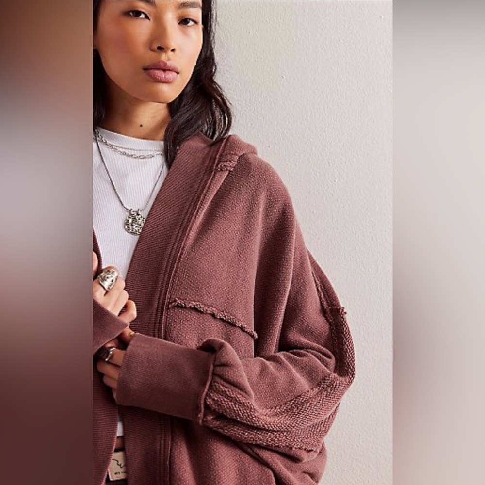 Free People Forever Yours Cardi In Charred Eggplant We The Free (NWOT) - Picture 3 of 12